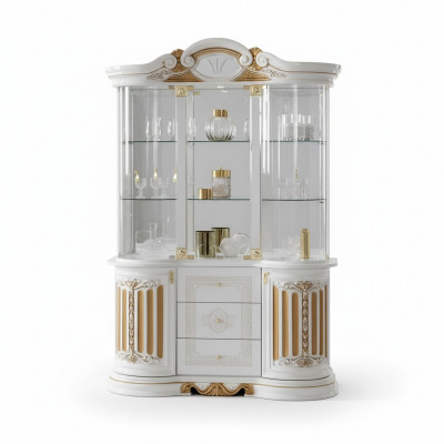 Italienesch Luxusmiwwelen XXL Vitrin Kommodeschaf Glas Designer Schaf Neit