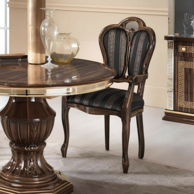 Stull mat Armlehn Luxus Design Stull Textil Miwwel Eensëtzer Holz Lenstull Nei