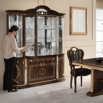 Italienesch Miwwelen Vitrin XXL Schaf Vitrinen Ausstell Schief Design Wunnzëmmer