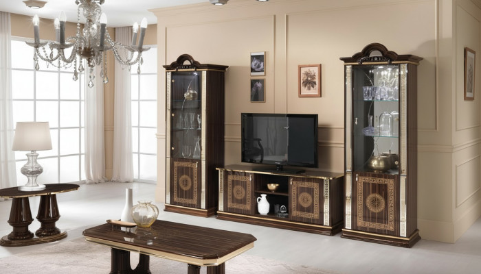 Italienesch Wunnwand Miwwelen Schaf Vitrin rtv 3tlg. Set Luxus TV Vitrinnen Glas