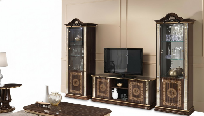 Italienesch Wunnwand Miwwelen Schaf Vitrin rtv 3tlg. Set Luxus TV Vitrinnen Glas