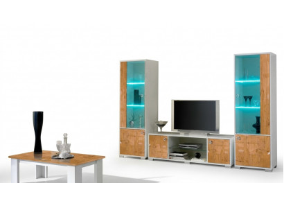 Wunnwand 3-Deel. RTV + 2x Vitrinn Design Italienesch Miwwelen Wunnzëmmert Luxus Miwwelen
