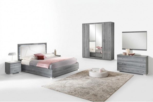 Italienesch Miwwelen 4tlg. Schlofzëmmer Set Bett 2x Nuetsdësch Kleederschaf Nei