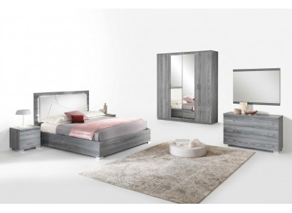 Italienesch Miwwelen 4tlg. Schlofzëmmer Set Bett 2x Nuetsdësch Kleederschaf Nei