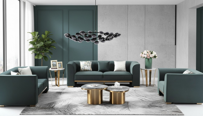 Sofagarnitur 321 Sëtz Set 2x Niewendësch 2x Dësch Luxus Miwwelen 7tlg. Nei