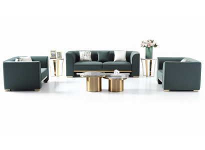 Sofagarnitur 321 Sëtz Set 2x Niewendësch 2x Dësch Luxus Miwwelen 7tlg. Nei