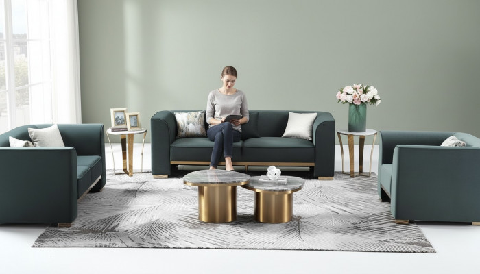 Sofa-Garnitur 3+2+1 Sëtzer Set Design Sofas Polster Couchen Modern Couch Miwwelen