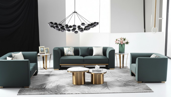 Sofa-Garnitur 3+2+1 Sëtzer Set Design Sofas Polster Couchen Modern Couch Miwwelen