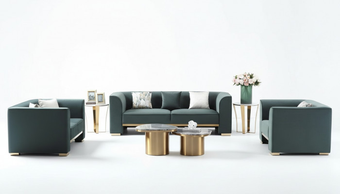 Sofa-Garnitur 3+2+1 Sëtzer Set Design Sofas Polster Couchen Modern Couch Miwwelen