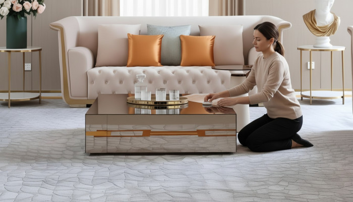Designer Modern Couchdësch Bäistelltësch Canapé Marmor Dësch Glas Kaffisdësch Nei