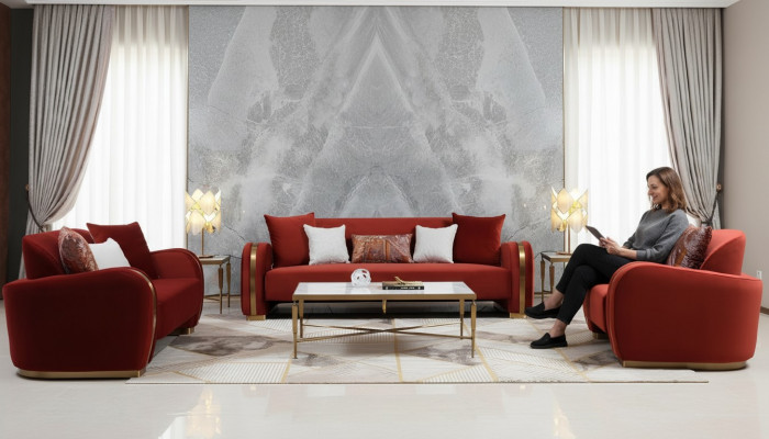 Canapé-Set 321 Sëtz Set Design Sofa Couchen Canapé Luxus Grupp Polster Nei