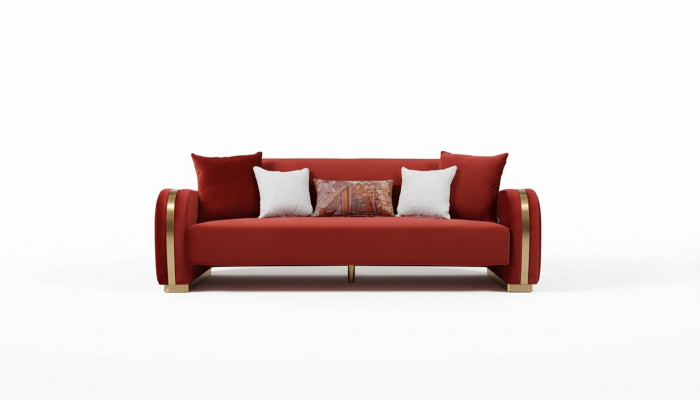 Dräisëtzer Canapé Polster Design Sofa 3er Sëtz Sofas Textil Design Sofa Miwwelen Neien