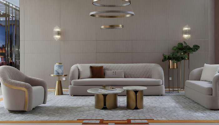 Dreisëtzer Textil Couch Polster Design Sofa 3er Sëtz Sofas Miwwelen Grousst Sofa Nei