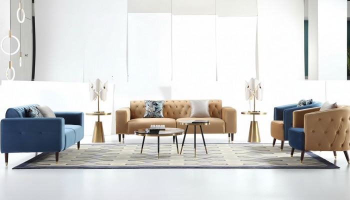 Dreisëtzer Canapé Polster Design Sofa Modern 3-Sëtz Sofas Zëmmer Miwwelen Nei