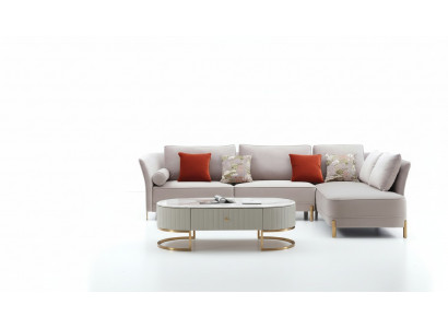 Wunnzëmmer Modern Sofa Ecksofa L Form Couchtisch Ecksofa Polster 2 Stéck Set Nei