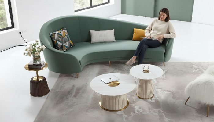 Ronn Sofa + Beistelltisch Modern Sofa Wunnzëmmer Beistelltisch Miwwelen Komplett Set