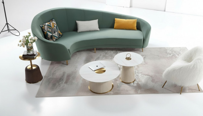 Ronn Sofa + Beistelltisch Modern Sofa Wunnzëmmer Beistelltisch Miwwelen Komplett Set