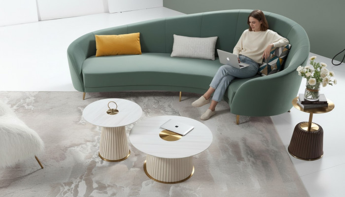 Ronn Sofa Modern Sofa Wunnlandschaft Zëmmer Miwwelen Designersofa Rondes Ecksofa