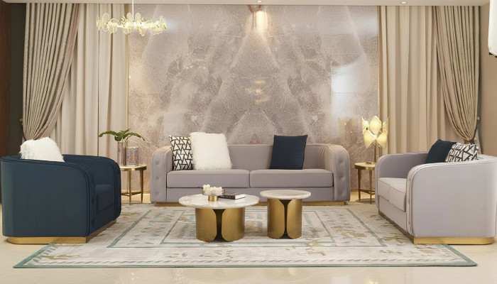 Luxus Hotel Miwwelen Sëtzgruppen Sofa-Sortiment Polstermiwwelen Wunnzëmmer Dräisëtzer Couch