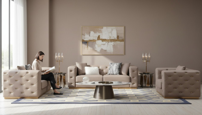 Sofagarnitur 321 Sëtzer Modern Sofa Miwwelen Wunnzëmmer Designer Sofa Textil Nei