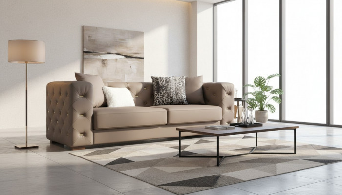 Dräisëtzer Canapé Polster Design Sofa Modern Sëtz Sofas Chesterfield Luxus Miwwelen