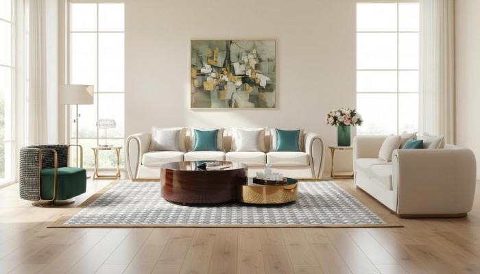 Sofagarnitur 3+2+1 Sëtzer Set Design Zofa Polster Couchen Modern Textil Relax