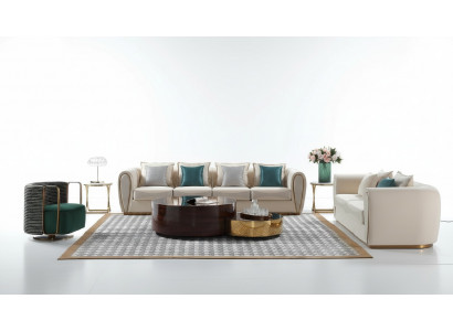 Sofagarnitur 3+2+1 Sëtzer Set Design Zofa Polster Couchen Modern Textil Relax