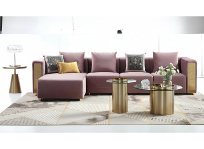 Eckcouch L-Form Dësch Stoffer Ecke Wunnzëmmer Luxus Miwwelen Sofa Couch 3 Deeler
