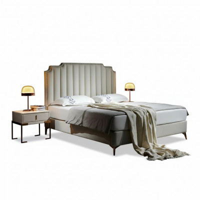 Bett Lieder 2x Nuechtstësch 3 teilig Schlofzëmmer Set Miwwel Modern Nei Luxus Better