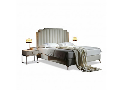 Bett Lieder 2x Nuechtstësch 3 teilig Schlofzëmmer Set Miwwel Modern Nei Luxus Better
