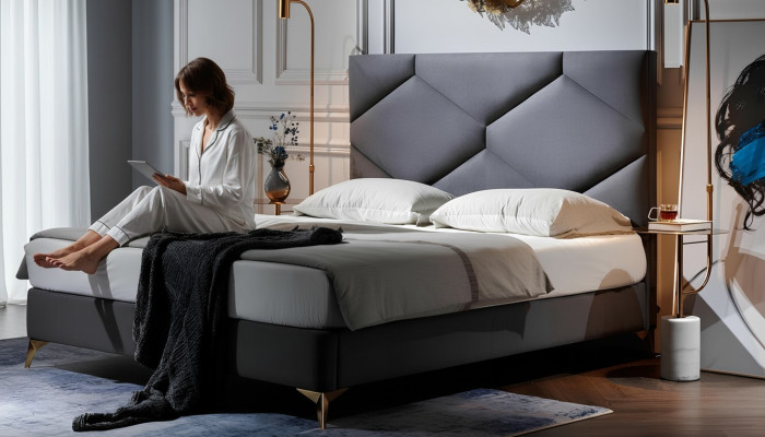 Bett 180x200cm Textil Schlofzëmmer Miwwelen Luxus Modern Better Hotel Miwwelen Nei
