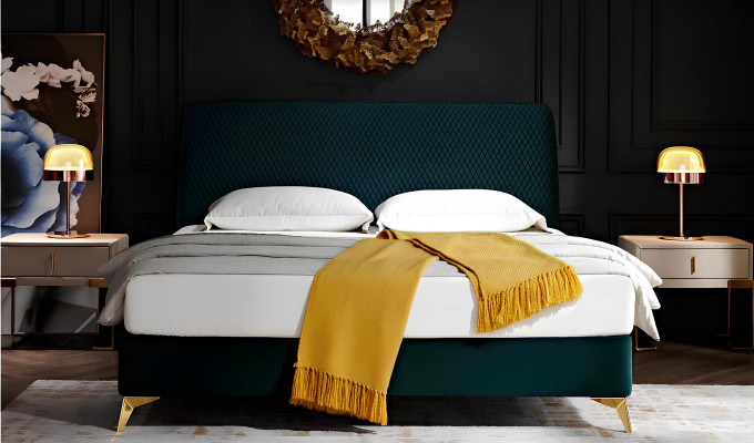Bett 180x200cm Textil Schlofzëmmer Miwwelen Luxus Modern Better Design Bett Samt