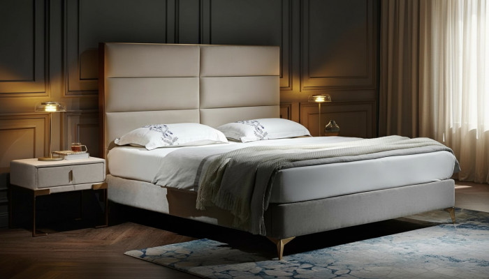 Bett 2x Nuetsdësch 3tlg. Schlofzëmmer Set Design Luxus Schlofzëmmer Hotel Miwwelen