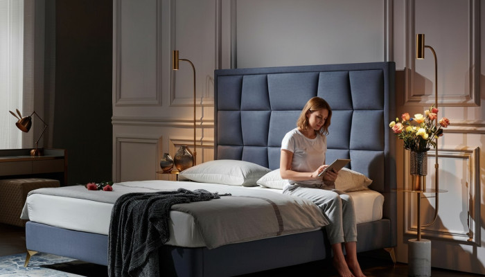 Design Bett Schlofkummer Better Textil Hotel Luxus Polstersëtz Stoff Nei Miwwelen