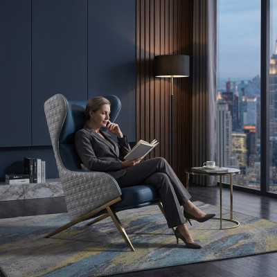 Luxus Design Miwwelen Moderne Design Fauteuil 74*90cm Lieder Wunnzëmmer