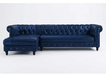 Chesterfield Eckskultur Sofa Couch Polstersofa klassesch Miwwelen