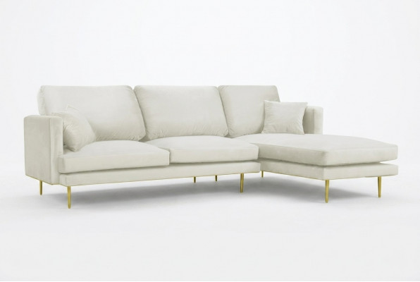 Eleganz a Wäiss fir Ären exklusive Designer Sofa am luxuriéisen L-Form Stil.