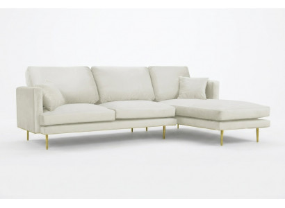 Eleganz a Wäiss fir Ären exklusive Designer Sofa am luxuriéisen L-Form Stil.