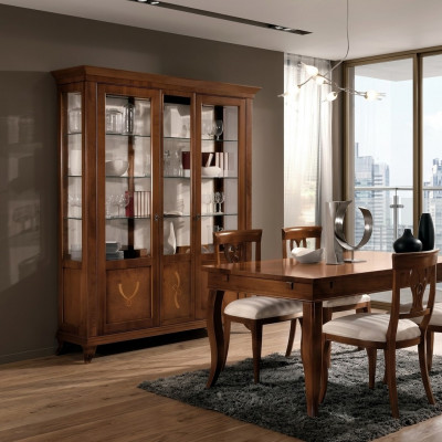 Vitrin Wunnzëmmer Miwwelen Anrichte Massiv Holz Vitrinen Glas Schaf Echt Holz