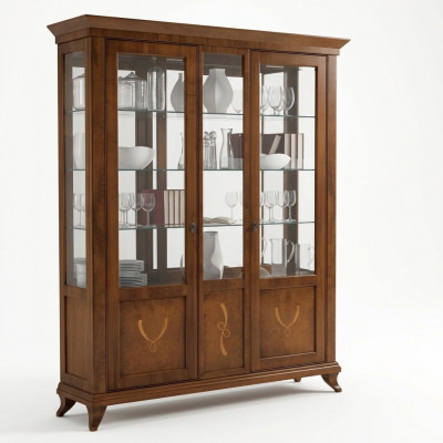 Vitrin Wunnzëmmer Miwwelen Anrichte Massiv Holz Vitrinen Glas Schaf Echt Holz