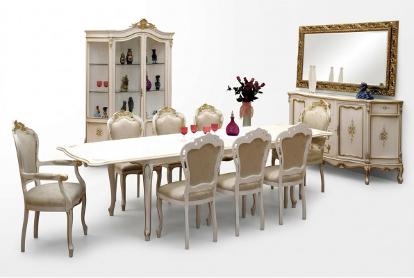 Komplett Set Iessdësch 8x Still Iesszëmmer Iess Grupp Holz Garnitur Dëscher 9 deeler