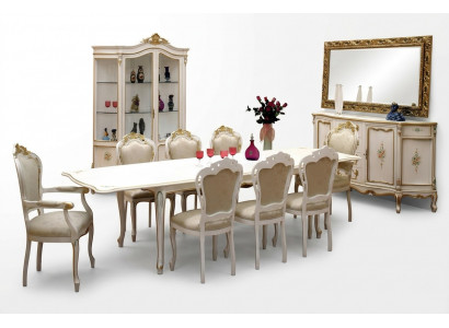 Komplett Set Iessdësch 8x Still Iesszëmmer Iess Grupp Holz Garnitur Dëscher 9 deeler