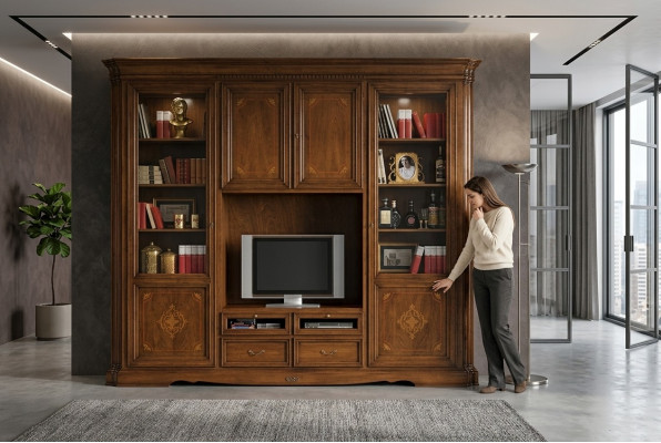 TV Schaf Wandschränker Regal Holz Wunnzëmmer Miwwel Nei Wunnzëmmer Wandregal