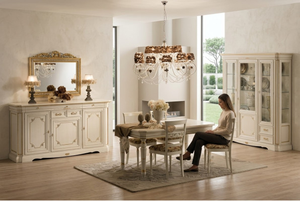 Iesszëmmer Grupp Komplett Set Garnitur 7tlg Dësch Dëscher Luxus Holz Miwwel Nei
