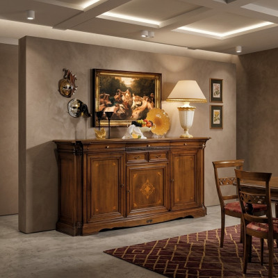 Anrichte Design Kommode Side Low Board Schaf Wunnzëmmer Regal Holz Schiefen