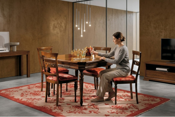 Essstull Zëmmer Set Sëtz Garnitur 4x Stiller Modern Polster Leen Design Nei Holz