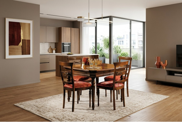 Set Iess Grupp Holz Dësch Dëscher 5tlg Komplett Set Iessdësch 4 Still Iesszëmmer