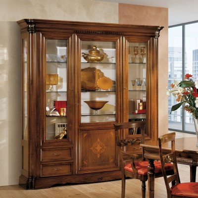 Vitrine 3 Dier Schaf Vitrinnen Wunnzëmmer Schief Design Schaf Miwwelen Glas Nei