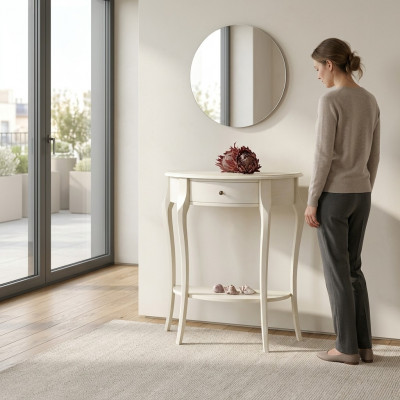 Konsolennuechtstësch Schlofzëmmer Niewendësch Modernen Design Miwwelen Holz Wäiss Nei