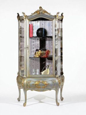 Barock Miwwele Italienesch Vitrine Schaf Miwwele Schief Echt Holz Regal Elegant